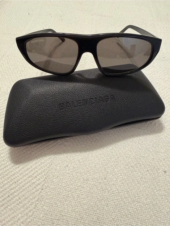 Balenciaga Black Men's Rectangular Sunglasses