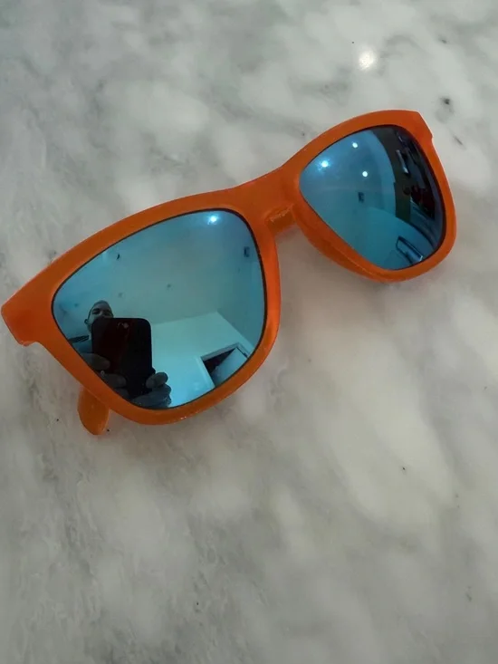 goodr Orange Frame Sunglasses with Blue Mirrored Lenses