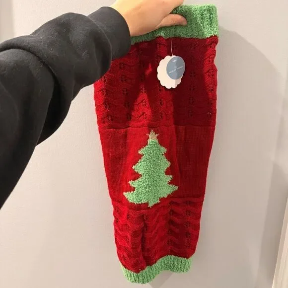 Red and Green Knit Dog Sweater - L