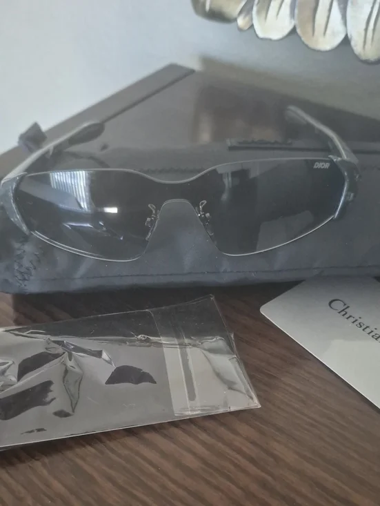 Dior Rimless Shield Sunglasses in Black Smoke