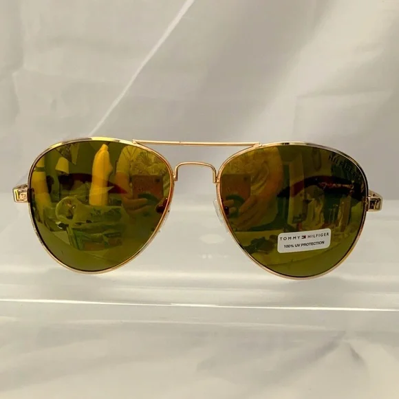 NWT Tommy Hilfiger Gold Rimmed Aviator Sunglasses