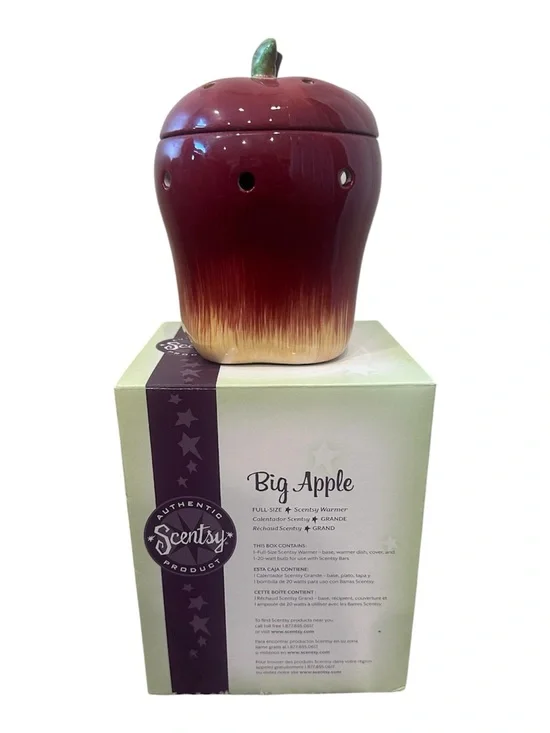 Scentsy Big Apple Full Size Wax Warmer Red Apple Ceramic Retired w/ Box