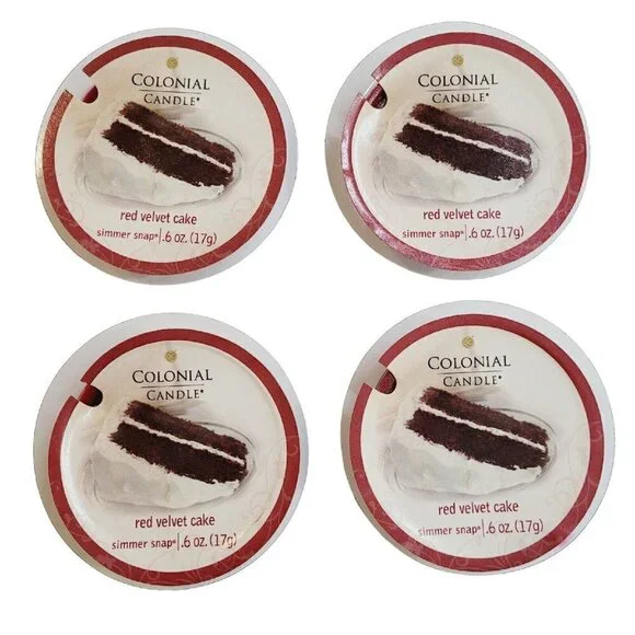 Colonial Candle Wax Simmer Snaps x4 Red Velvet Cake Discontinued Scent VHTF