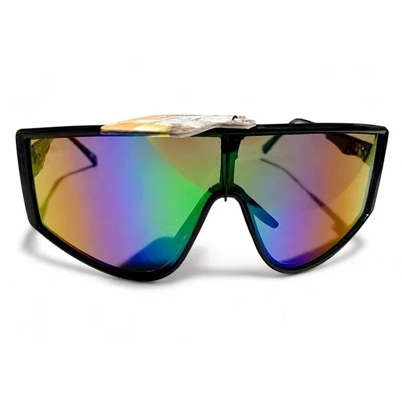 Panama Jack Shield Sunglasses Black Green Surf UV400 Oversized NWT Unisex