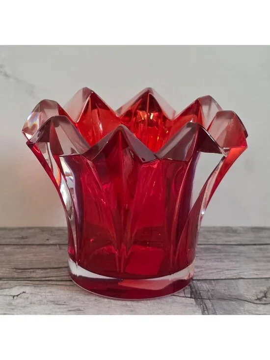 Mikasa Czech Republic Red Crystal Votive Candle Holder 4.5