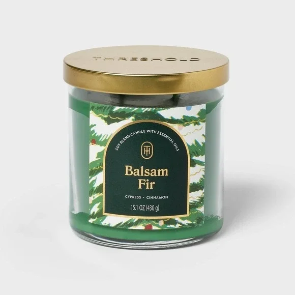 Threshold 2-Wick Balsam Fir Lidded Glass Jar Candle 15.1oz NWT