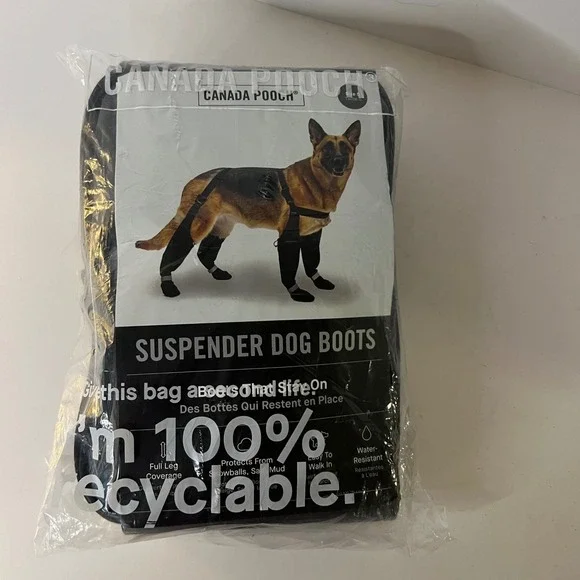 Canada‎ Pooch Suspender Dog Boots Black Size 5 German Shepherd Labs NIP