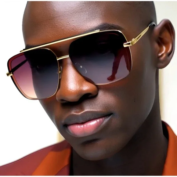 Sunglasses Eyewear Men Square Gold Frame Aviator‎ Stylish Designer Lentes Gafas