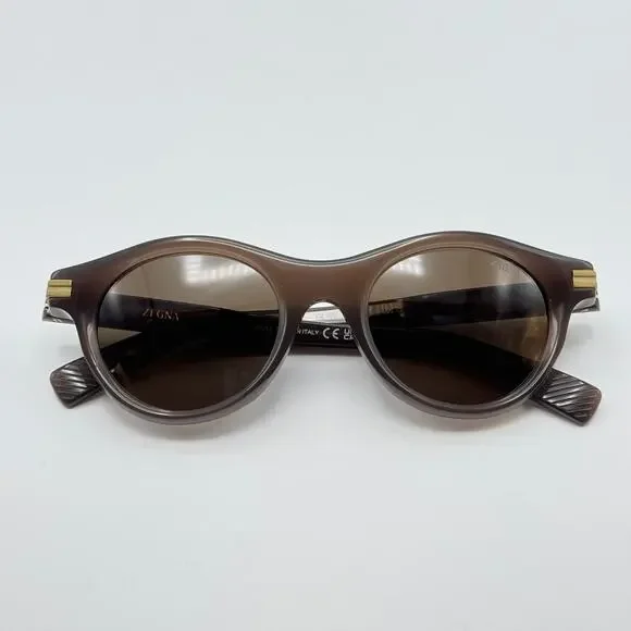 Ermenegildo Zegna Sunglasses EZ0271 48E Shiny Dark Brown Frame Brown Lens 48mm