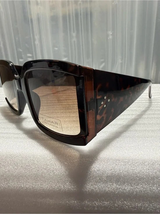 Tahari TH810 Dark Tortoise Oversized Square Sunglasses  UNISEX-NEW