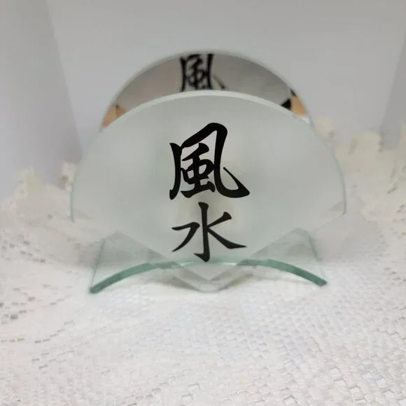 Votive Candle Holder Asian Style Frosted Glass White Black 3