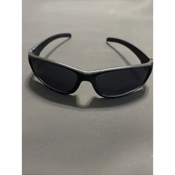 Wrap Around Sport Sunglasses Black Gray Rectangular