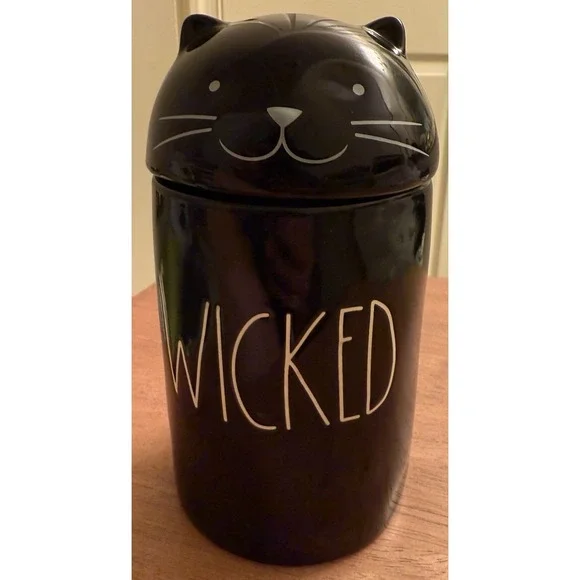 New Rae Dunn DW Home Halloween Black Cat WICKED Wild‎ Blackberry Ceramic Candle