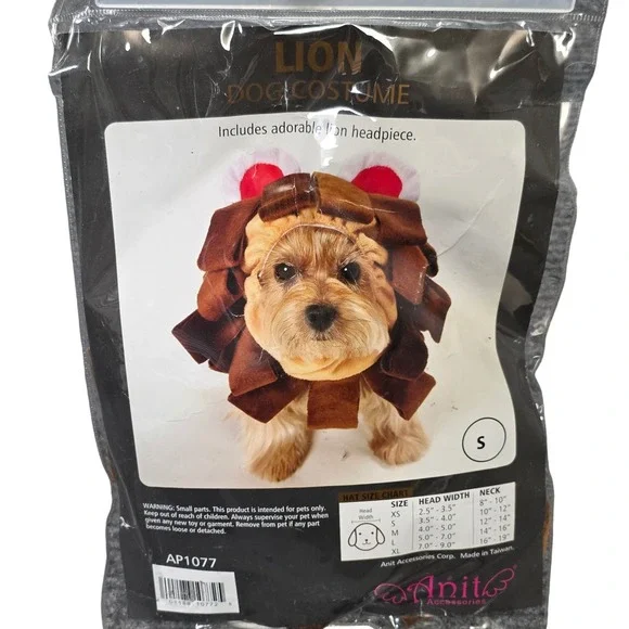 Anit Accessories Lion Dog Costume Headpiece Brown Sizs Small Lion Mane New