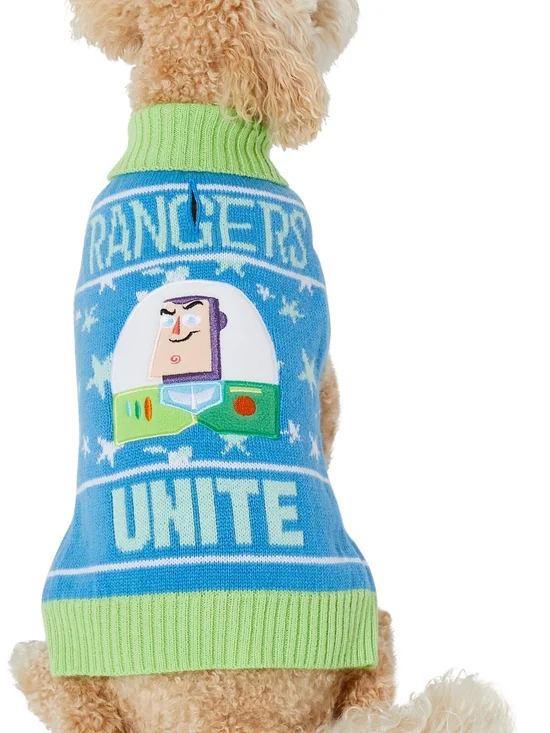 Disney Blue and Green 'Unite' Knit Dog Sweater - Buzz Motif