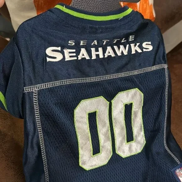 SEATTLE SEAHAWKS JERSEY PETS OFFICIAL NFL TEAM WEAR BLUE & GREEN STITCHED M NWT