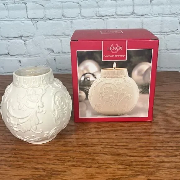 Lenox Holly Scrollwork Votive candle holder NIB ornamental glow