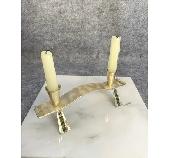 VTG Burnished MCM Hoka Candle Holder Silver Plated Brass Accents West Germany