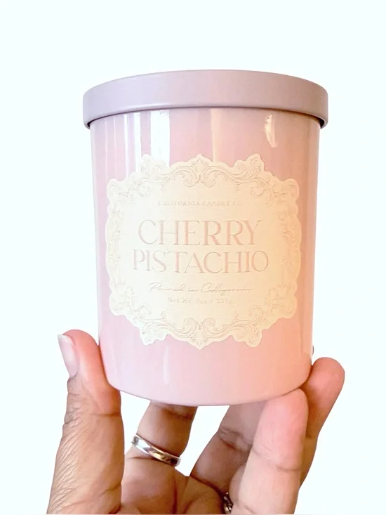 Leoben Company Cherry Pistachio Scented Candle - Pink Decorative Jar