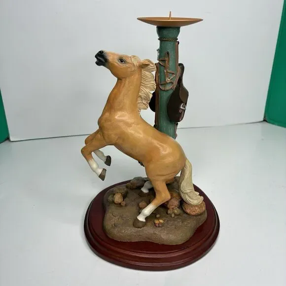 Danbury Mint Noble Yellow Golden Stallion Candlestick Holder By Gianni Benveuti