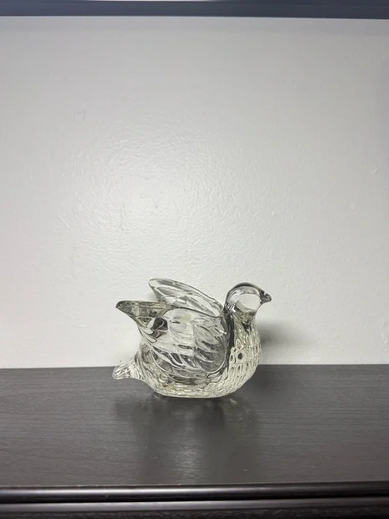 Vintage 1970 Avon “Dove In Flight” Clear Candle Holder