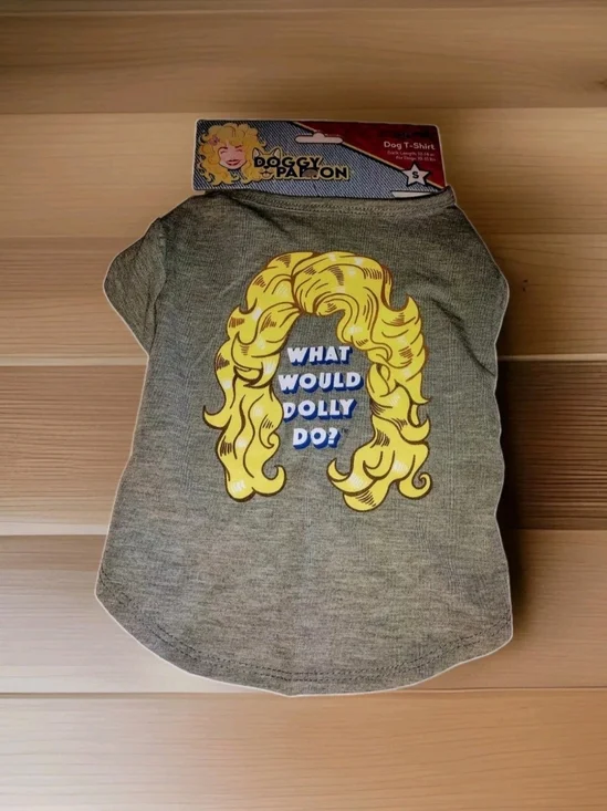 Dolly Parton Gray Graphic Doggy Dog T-Shirt Sweater