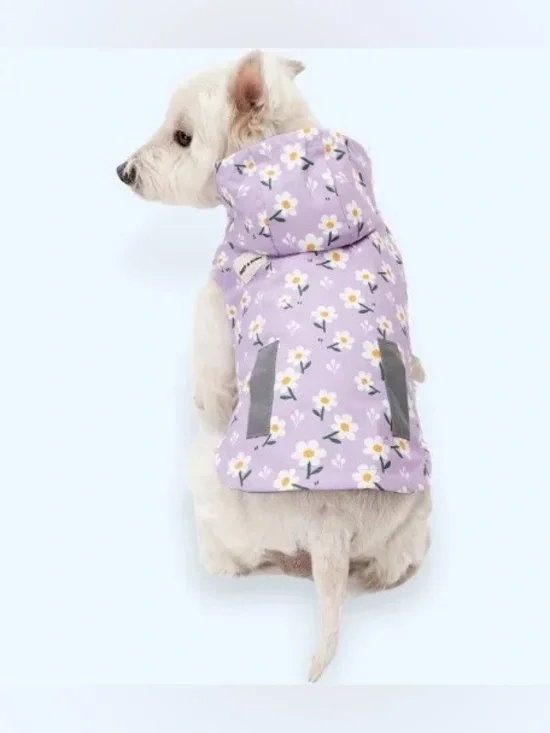NWT Sniff & Bark Purple Daisy Reversible Zoomies Rain Vest | Size M