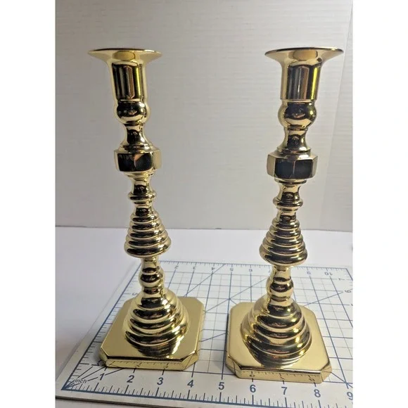 Baldwin Brass Beehive Matching Candlesticks 9.25