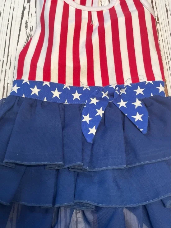 Patriotic Red, White & Blue Ruffle Dog Dress XLg