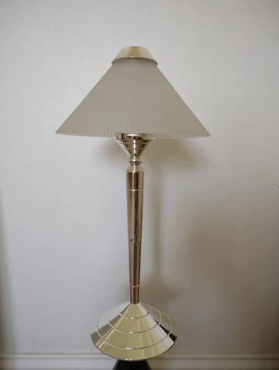 Vintage Partylite Frosted Tealight Tall Silver Metallic Lamp