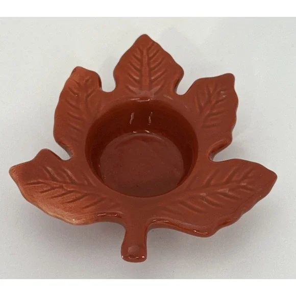 Tea Light Candle Holder Ceramic Leaf