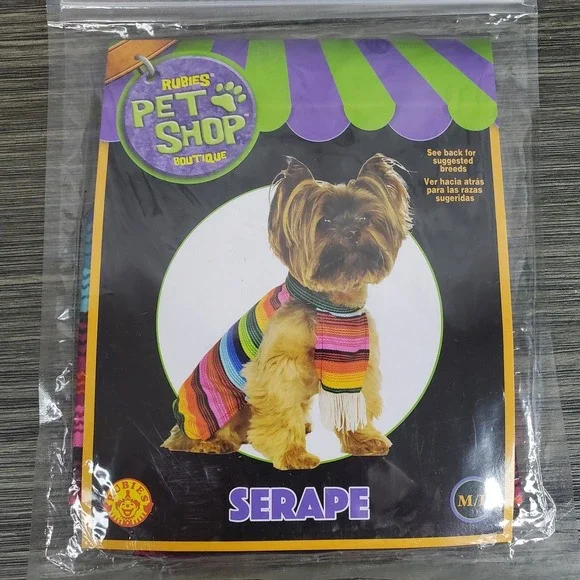 Rubies Pet Shop Boutique Dog Rainbow Serape Poncho Halloween Costume Shirt, M/L