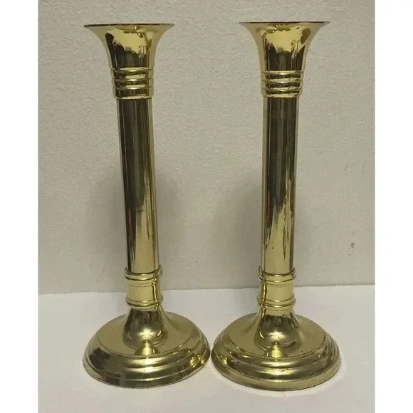 Vintage Hampton Brass Candlestick Holders #1081 Set of 2  Height 9.5‎ Inches