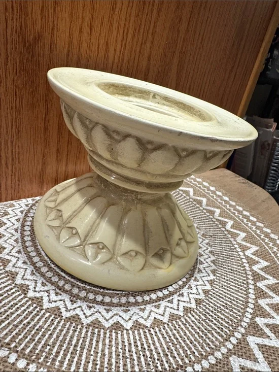 Mid Century VTG Decorative Ceramic Pedestal Greek Style Pillar Candle Holder