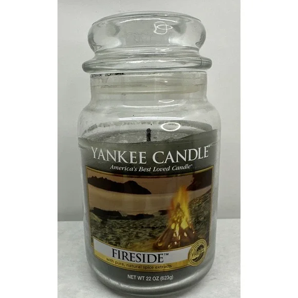 Yankee Candle Retired FIRESIDE Large Glass Jar 22oz Original Discontinued Only