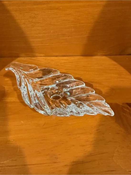 Vintage Clear Glass Leaf Candle Holder