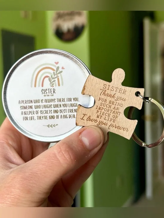 Sister Candle + Keychain Gift Set