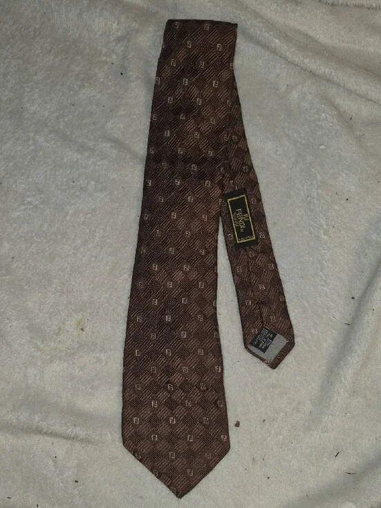 Authentic Fendi Brown Cravatte Silk Tie