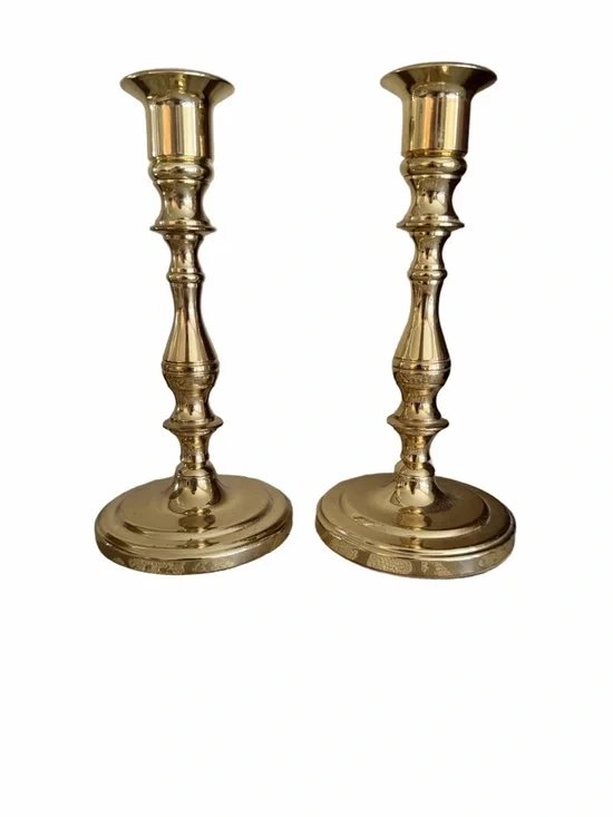 Baldwin Solid Brass Candlesticks Set of 2 | Classic Traditional Taper Holders