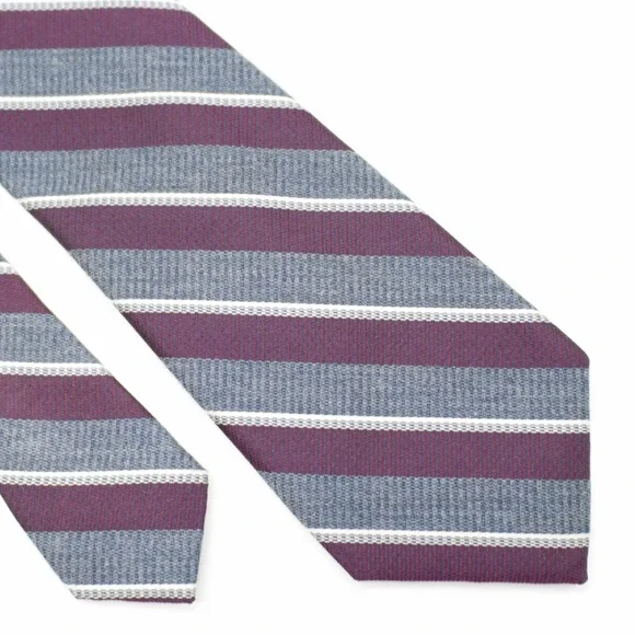 Joseph Abboud Check Purple Striped Woven Skinny Silk Viscose Tie‎