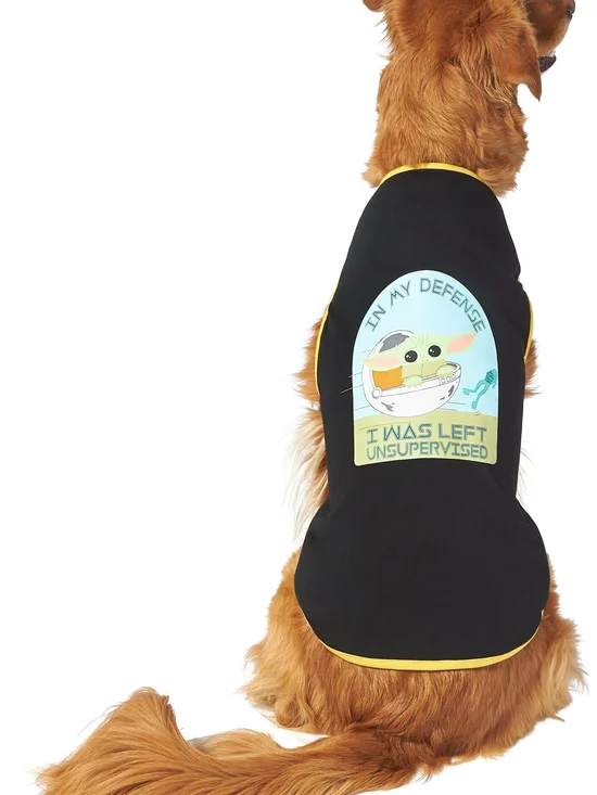 Star Wars Grogu 'I Was Left Unsupervised' Black & Yellow Trim Dog Tee