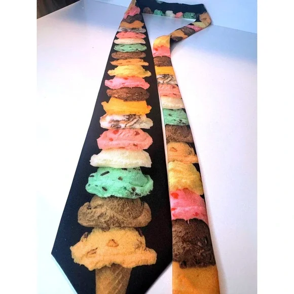 Vintage‎ Ralph Marlin Ice Cream Scoop Necktie 1997 USA Novelty Dessert Tie