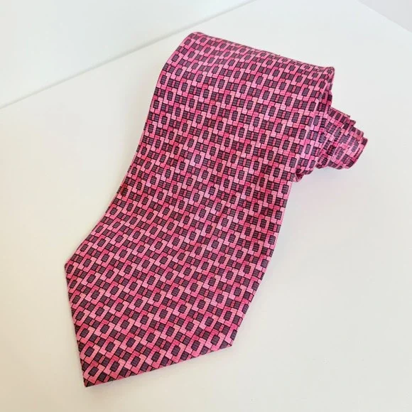 Bijoux Terner Mens Silk Tie Pink Purple Geometric‎ Preppy Academia Modern Easter