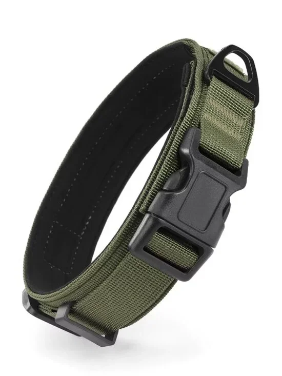 Adjustable Tactical Dog Collar Nylon Military Training Collar Metal D-Ring