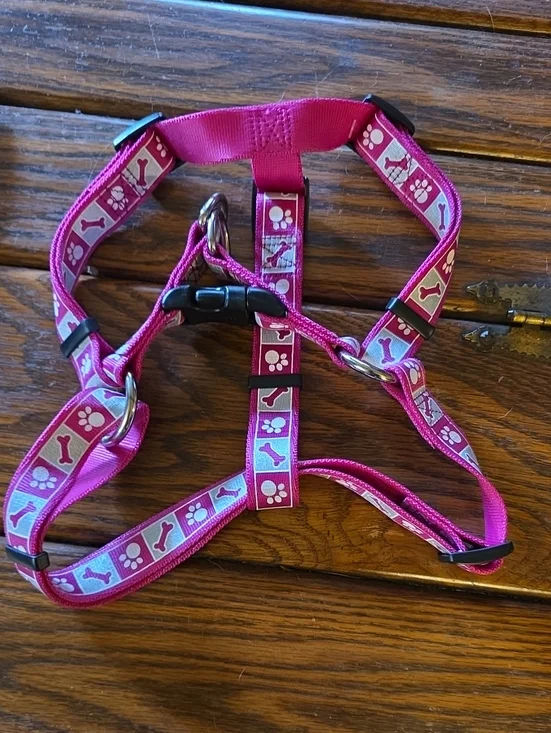 Pink Paw & Bone Dog Harness