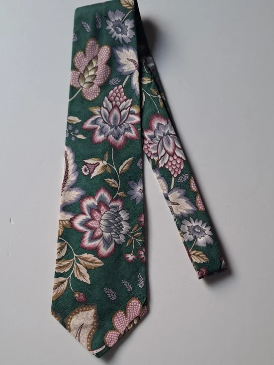 BRITGHES great Outdoors Men's Green Floral Tie - Classic Floral Print