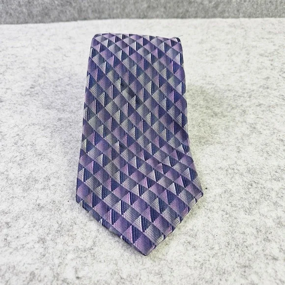 Joseph & Feiss International‎ Mens Purple Geometric Diamond 100% Silk Necktie
