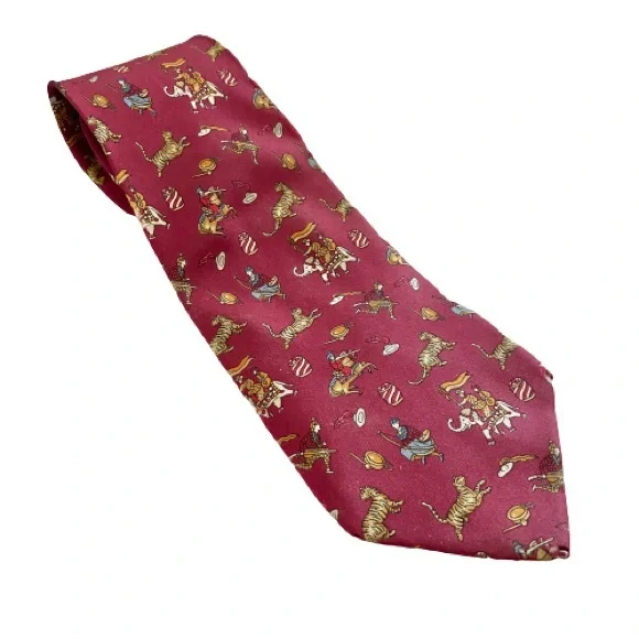 Salvatore Ferragamo Egypt Pharaoh Tiger Elephant Men’s Neck Tie