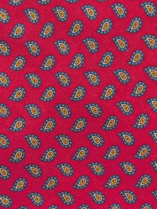 Robert Talbott Rodes Red Blue Paisley Hand Sewn USA Made 100% Silk Tie Vintage