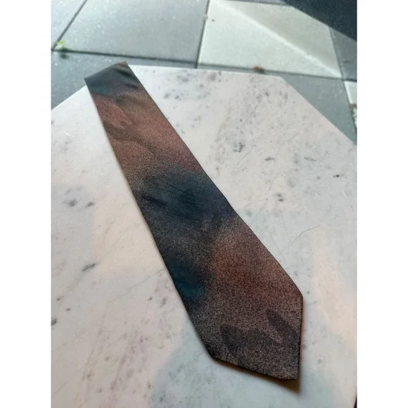 Pierre Balmain Silk Abstract Tie Vintage Brown Copper Hand Made Italy Mens